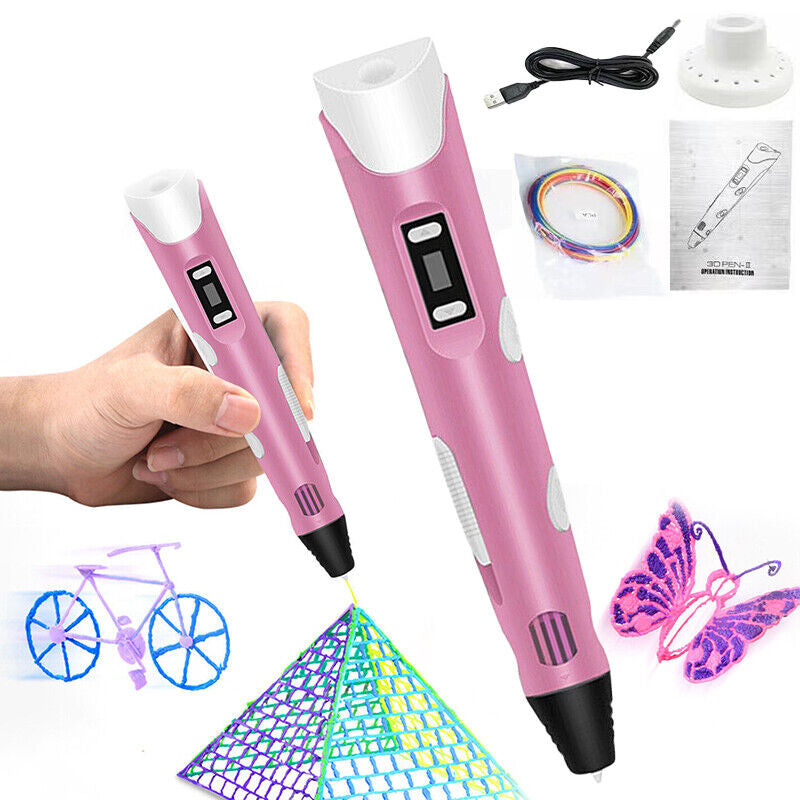 1.75mm Kids 3D Printing Pen Set - Safe PLA/ABS, LCD Screen, DIY Fun