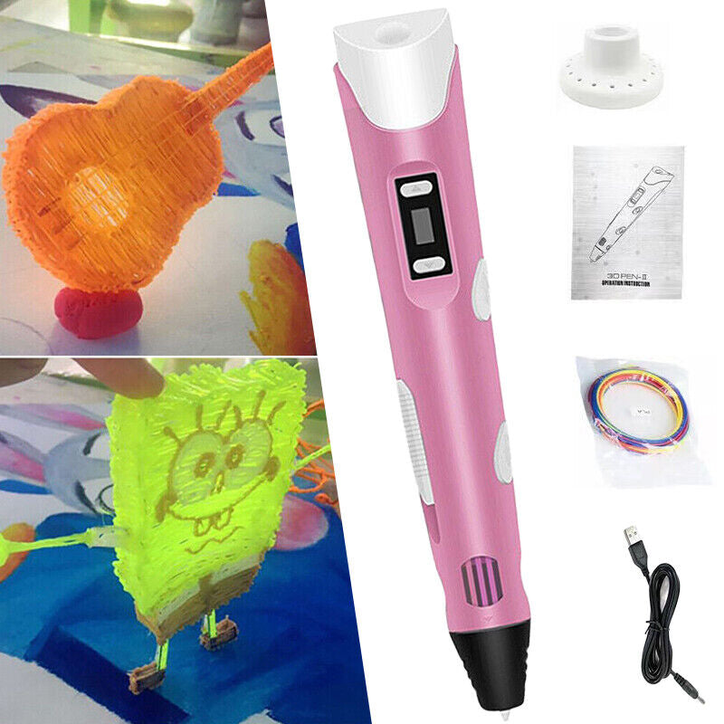 1.75mm Kids 3D Printing Pen Set - Safe PLA/ABS, LCD Screen, DIY Fun