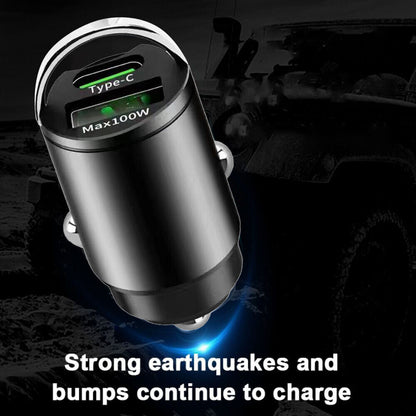 100W Mini Car Charger - Fast Charging, Type-C & USB-A, Compact, Durable