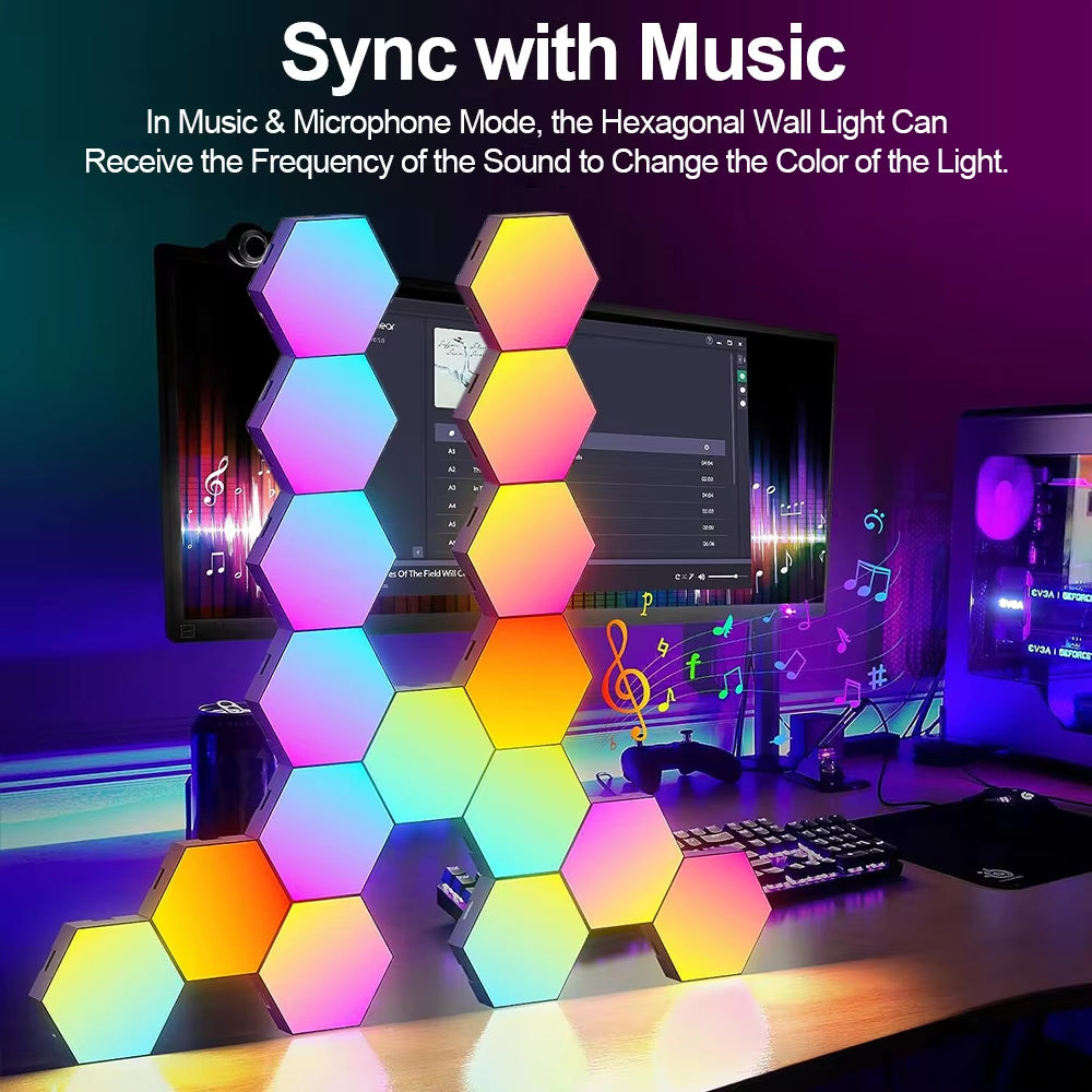 Home Hexagon Gaming Lights with Remote & App Control - 12 Pack