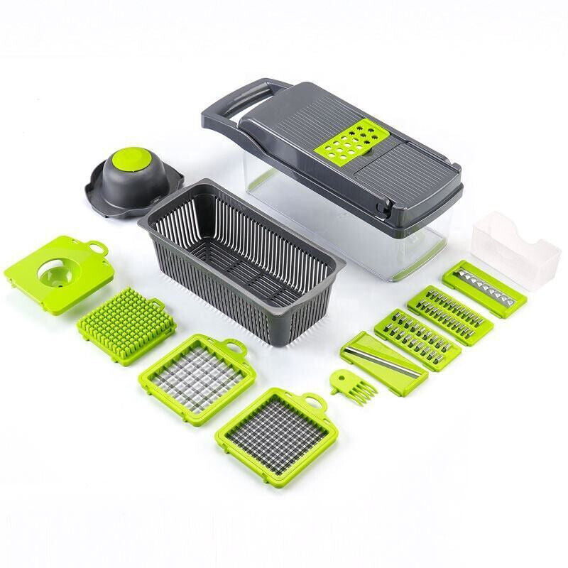 15-in-1 Multifunctional Vegetable Slicer Chopper with 10 Blades & Basket