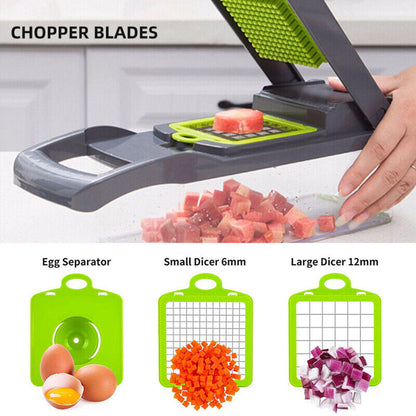 15-in-1 Multifunctional Vegetable Slicer Chopper with 10 Blades & Basket