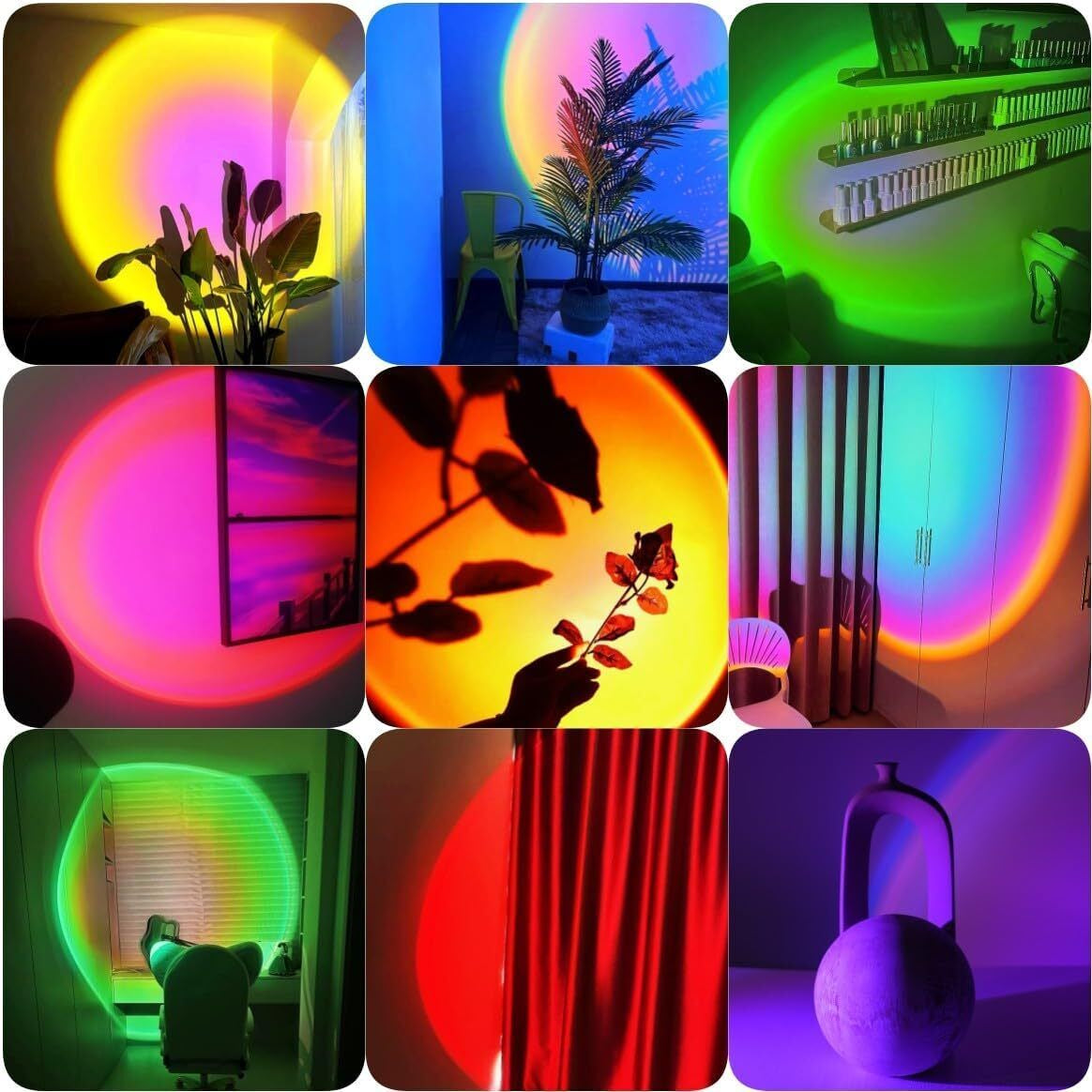 16 Colours Sunset Projector LED Desk Lamp - USB Atmosphere Night Light