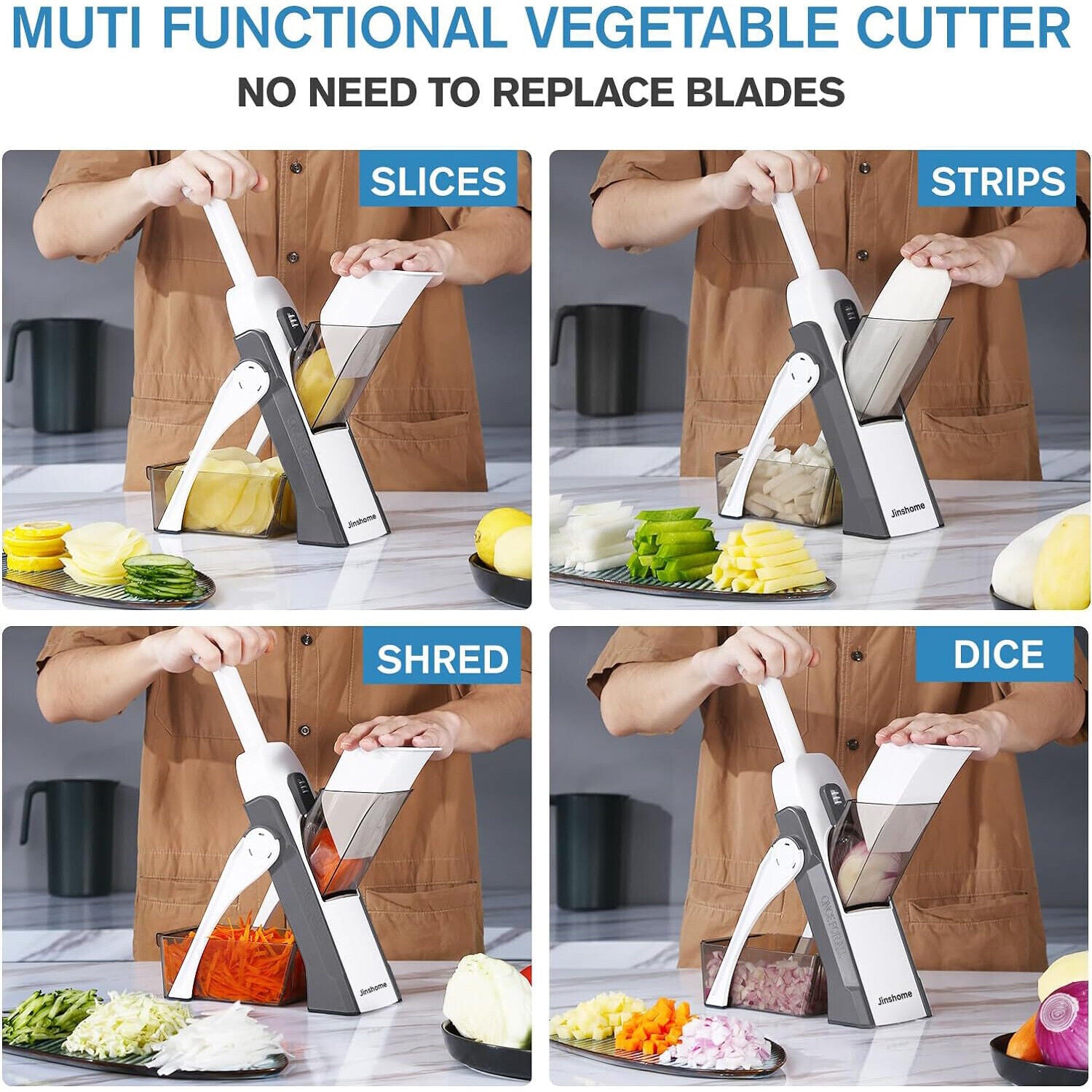 Safe Mandoline Vegetable Slicer – Adjustable Chopper for Quick, Easy Cutting