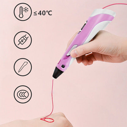 1.75mm Kids 3D Printing Pen Set - Safe PLA/ABS, LCD Screen, DIY Fun