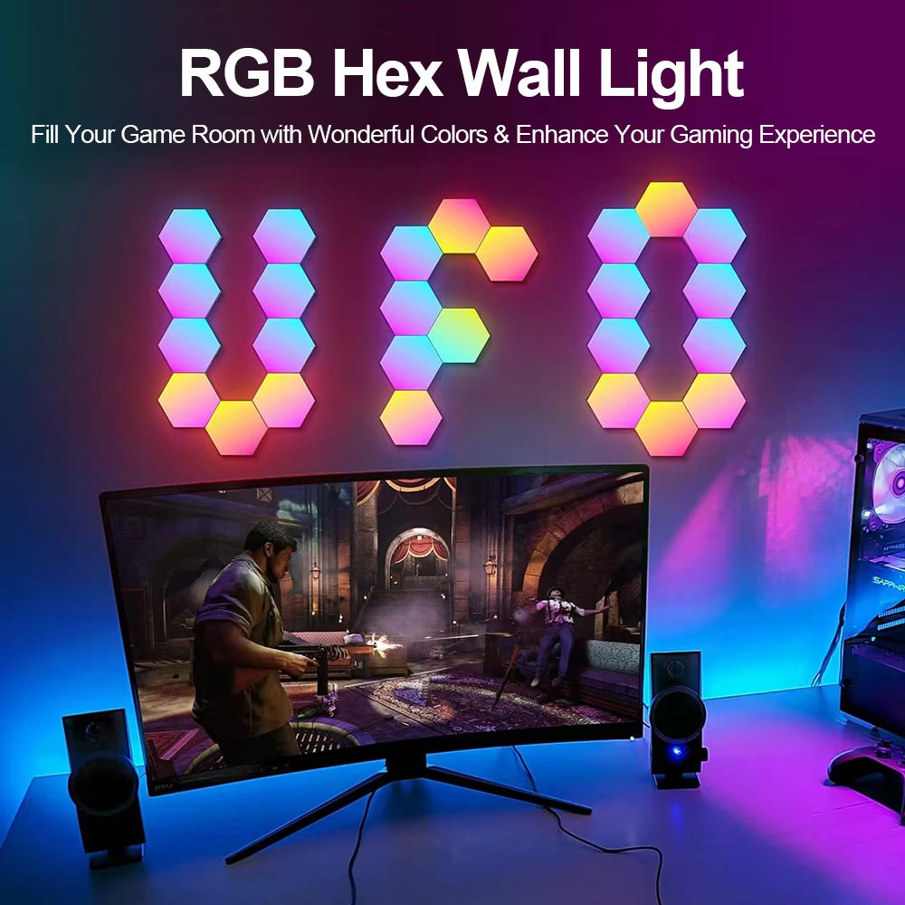 Home Hexagon Gaming Lights with Remote & App Control - 12 Pack