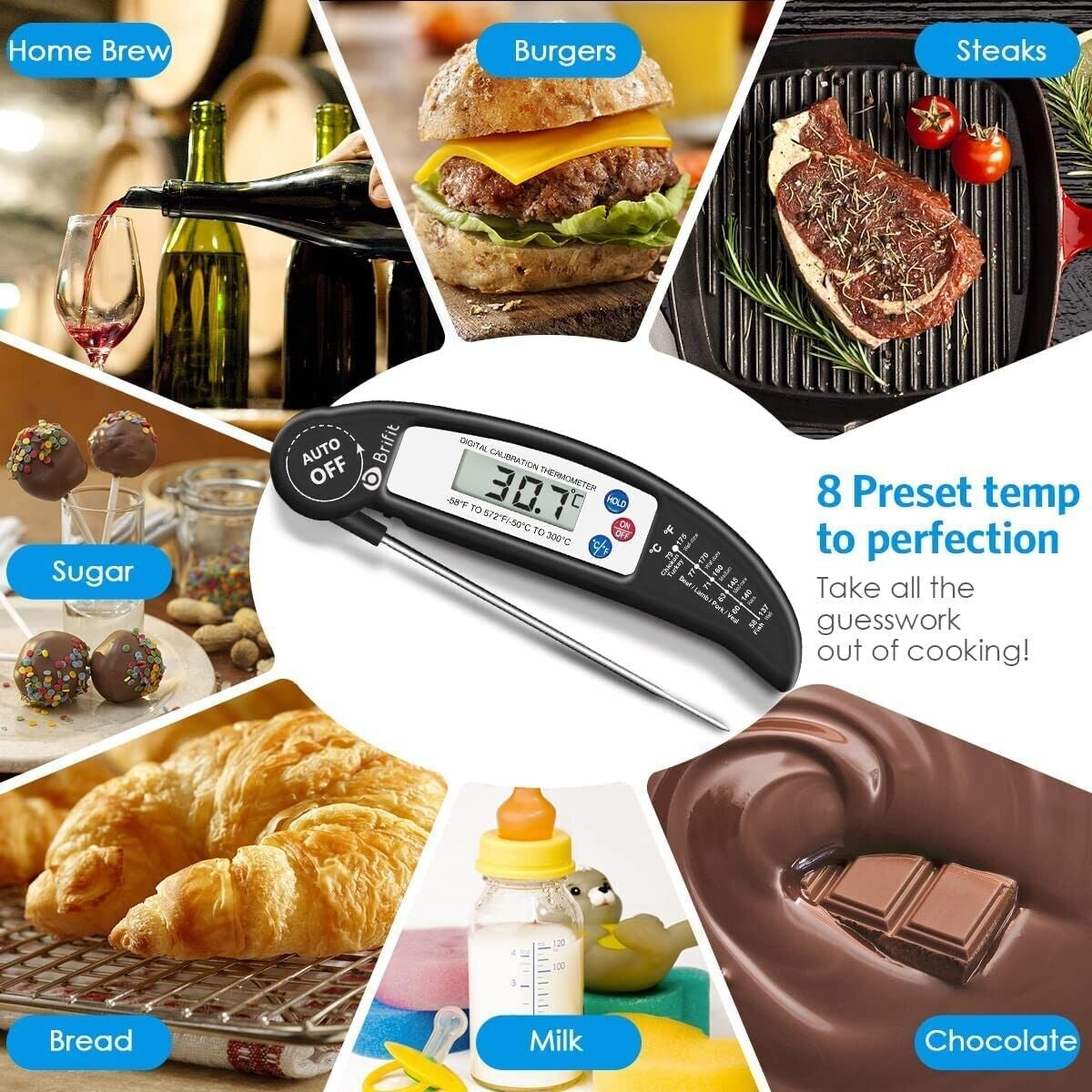 Instant Read Meat Thermometer Probe – Waterproof Digital Kitchen Tool