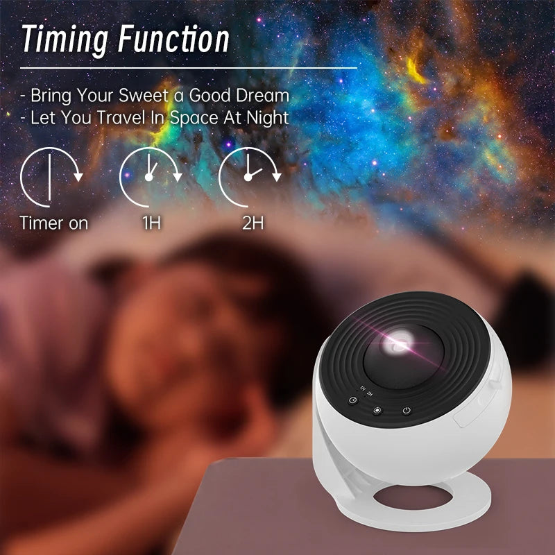 Galaxy Projector Projector | Home Planetarium -12 Discs - Timing Functionality