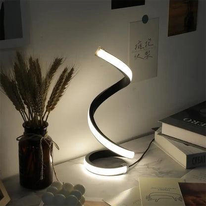 Modern LED Spiral Table Lamp - 3 Speed Dimming, USB Powered, Touch Control