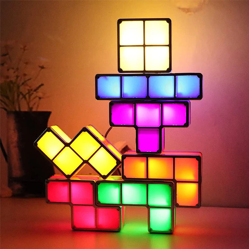 Stackable DIY Tangram LED Night Light - 7 Colour Puzzle Decor Lamp