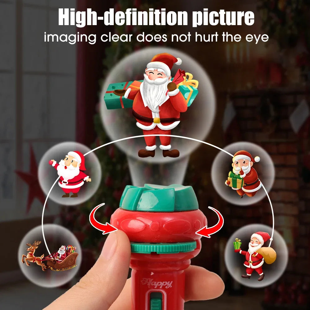 Kids Christmas Torch Projector Stocking Filler Torch - 24 Christmas Patterns