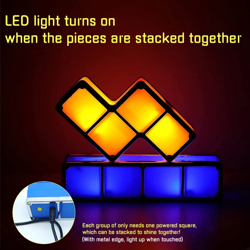 Stackable DIY Tangram LED Night Light - 7 Colour Puzzle Decor Lamp