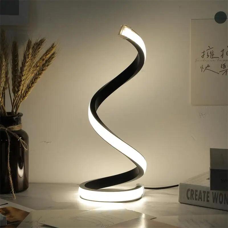 Modern LED Spiral Table Lamp - 3 Speed Dimming, USB Powered, Touch Control