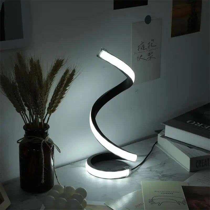 Modern LED Spiral Table Lamp - 3 Speed Dimming, USB Powered, Touch Control