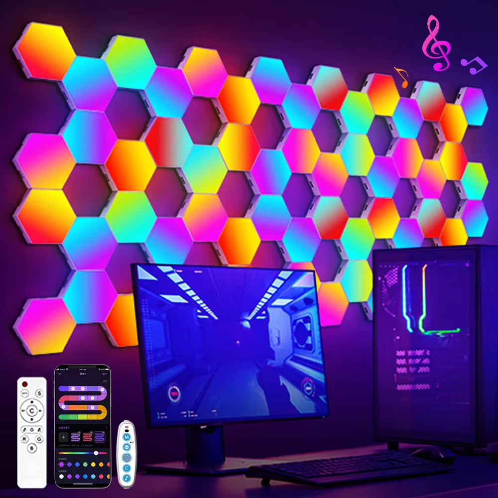 Home Hexagon Gaming Lights with Remote & App Control - 12 Pack