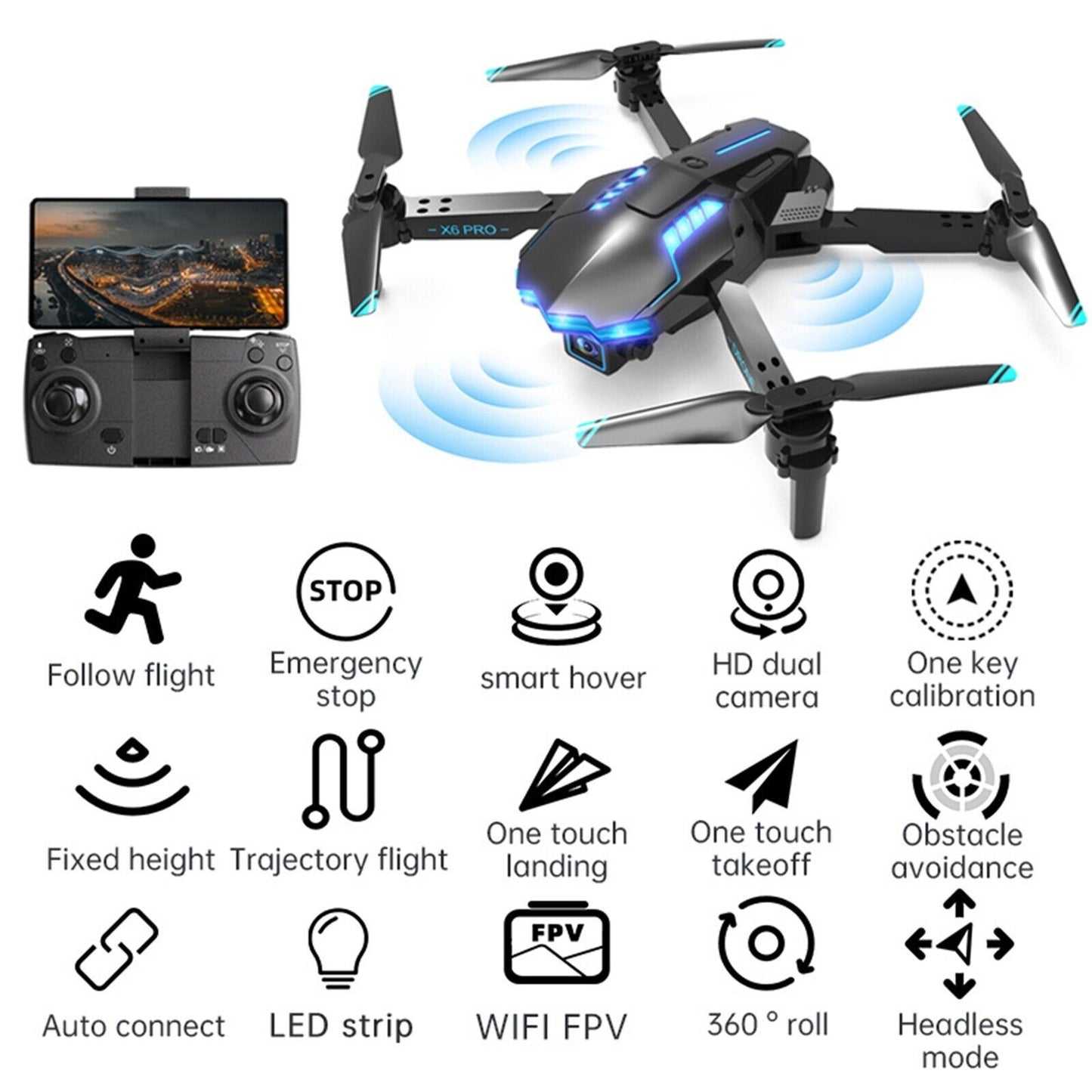 4K HD FPV Dual Camera Drone – Mini Foldable RC Airplane for Kids & Adults