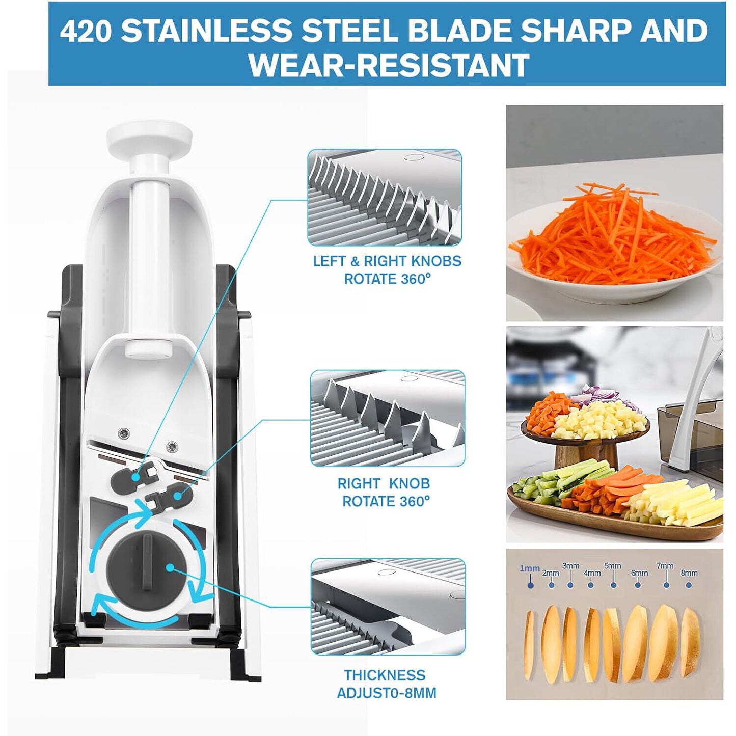 Safe Mandoline Vegetable Slicer – Adjustable Chopper for Quick, Easy Cutting