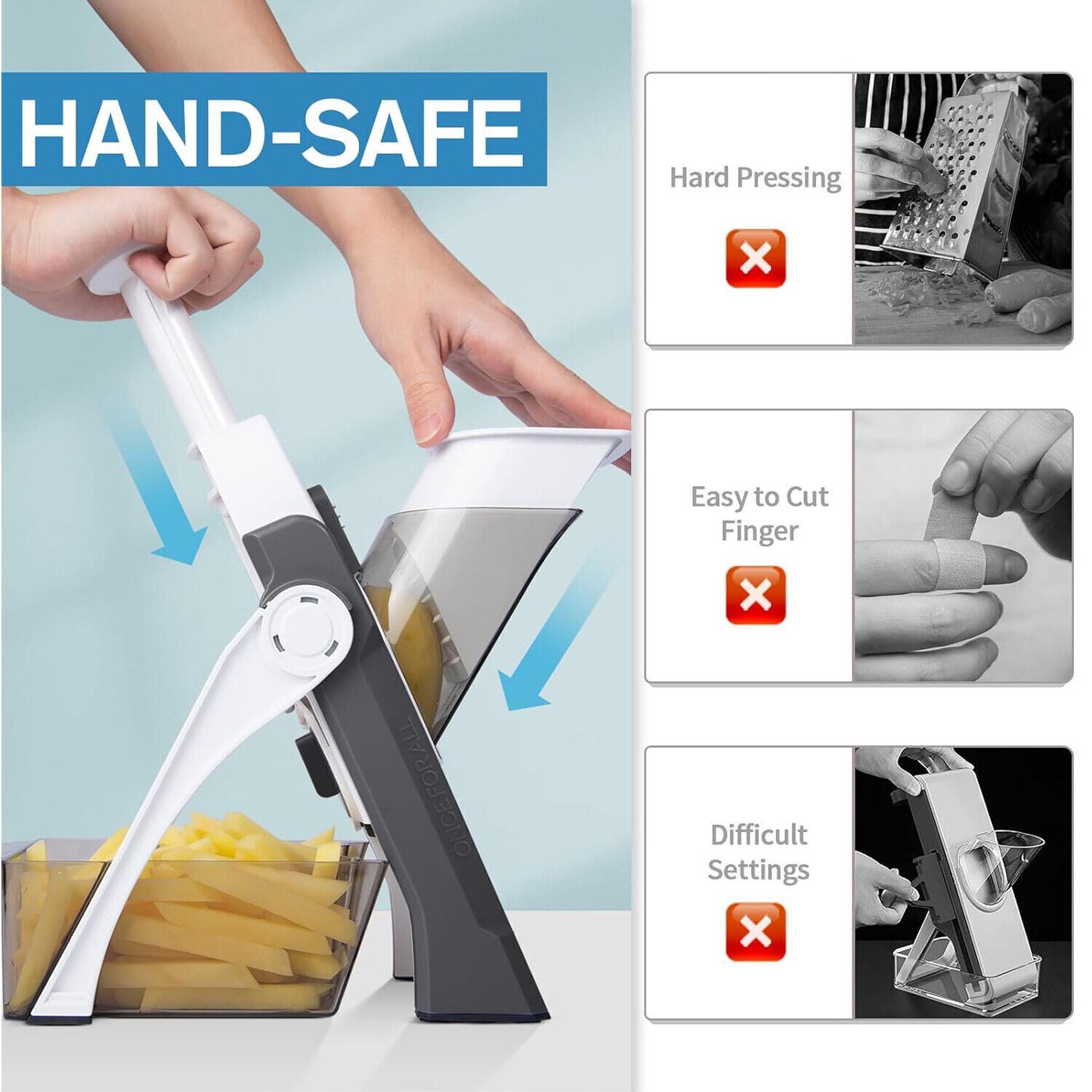 Safe Mandoline Vegetable Slicer – Adjustable Chopper for Quick, Easy Cutting