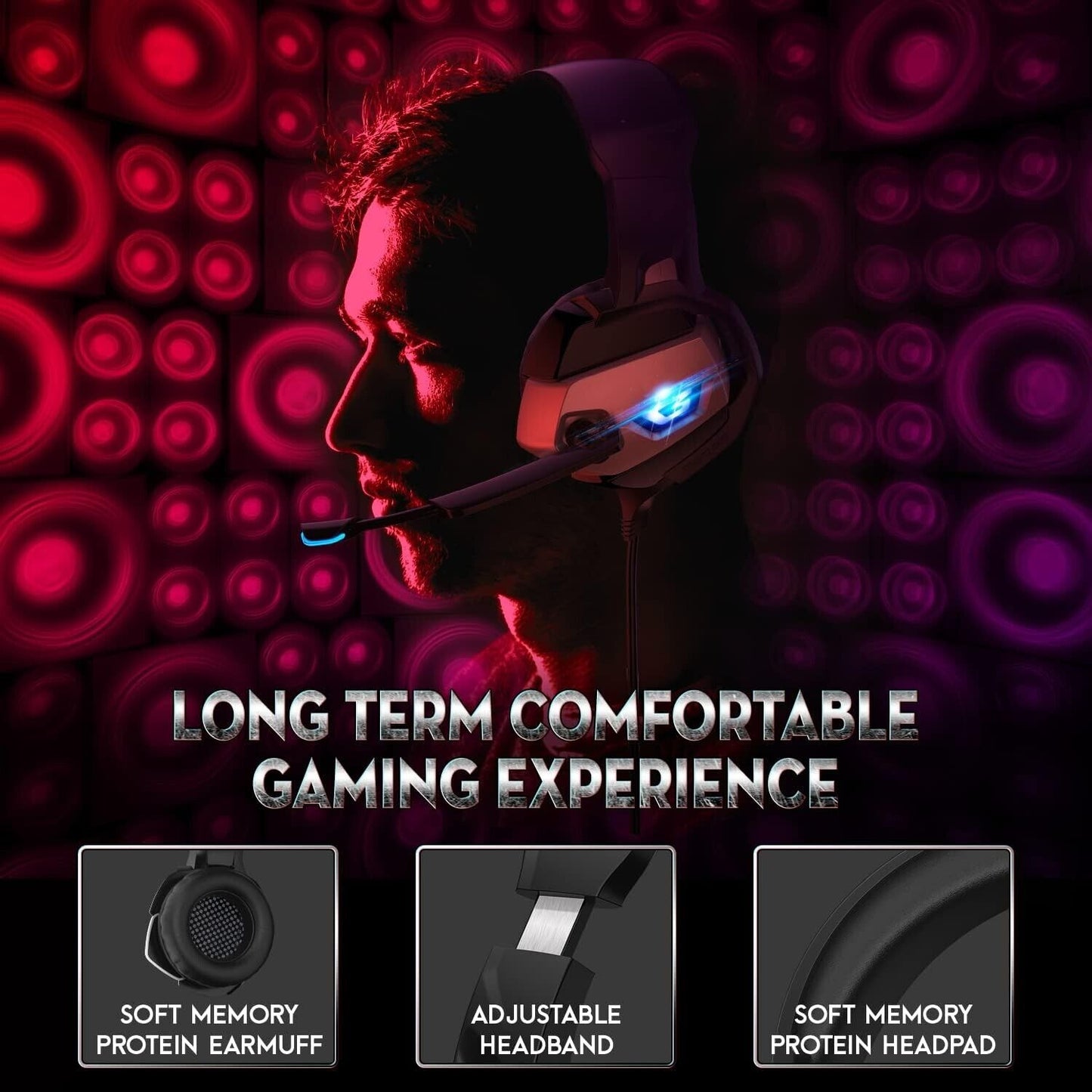 Pro Gaming Headset with 7.1 Surround Sound, Noise Cancelling Mic