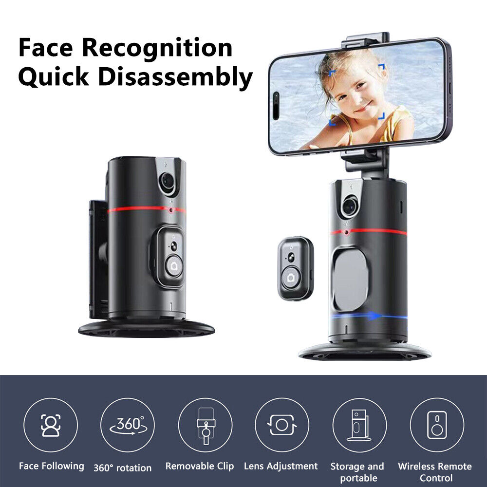 Auto Face Tracking Tripod with Remote – 360° Rotation Phone Holder