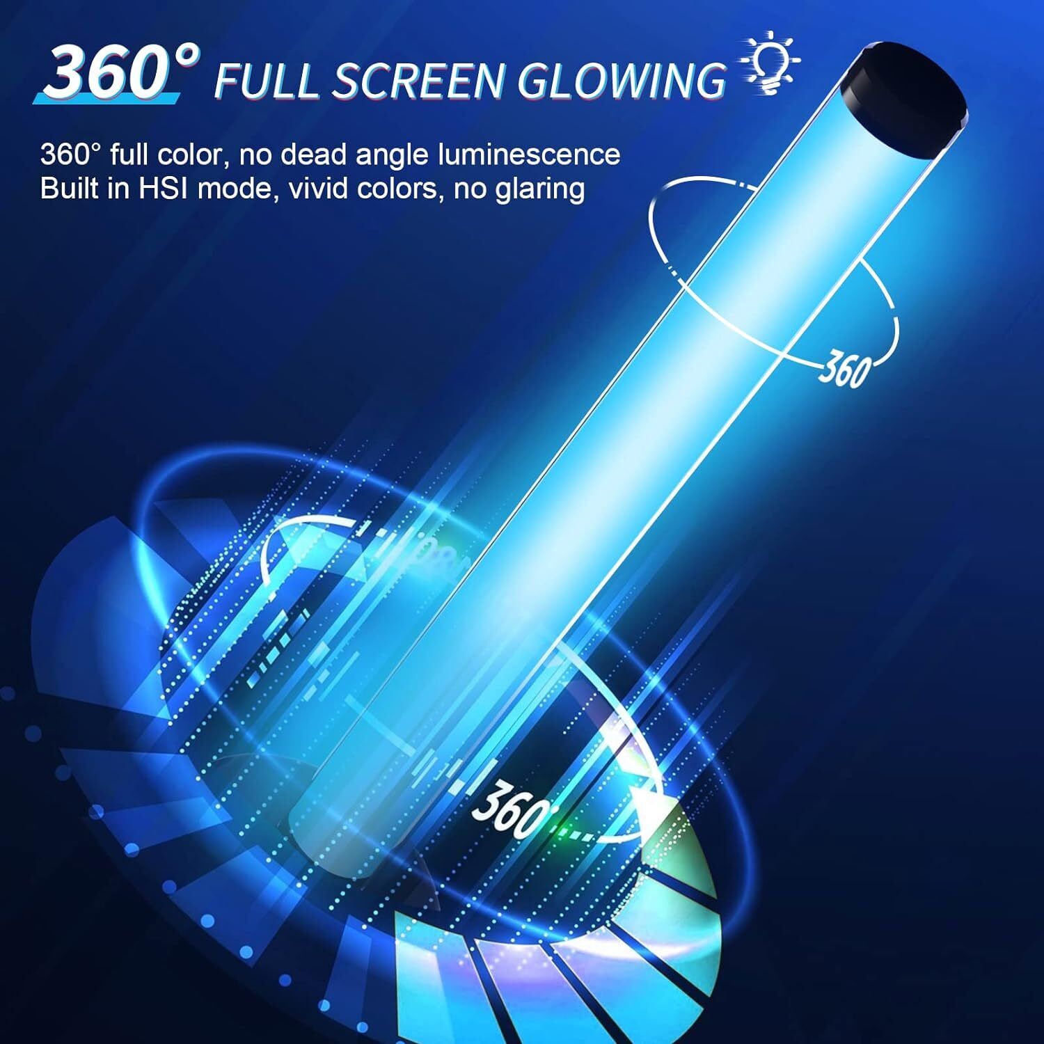 Smart LED Light Bar 360° RGB – Music Sync, 16M Colours, 8 Scene Modes - 360 Degree Light