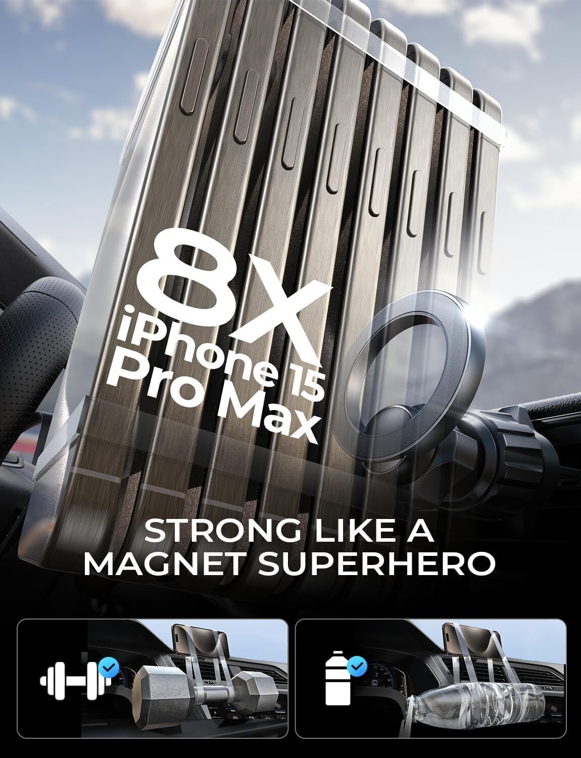  iPhone 15/14/13 Pro Max Magnetic Car Phone Holder Mount - MagSafe