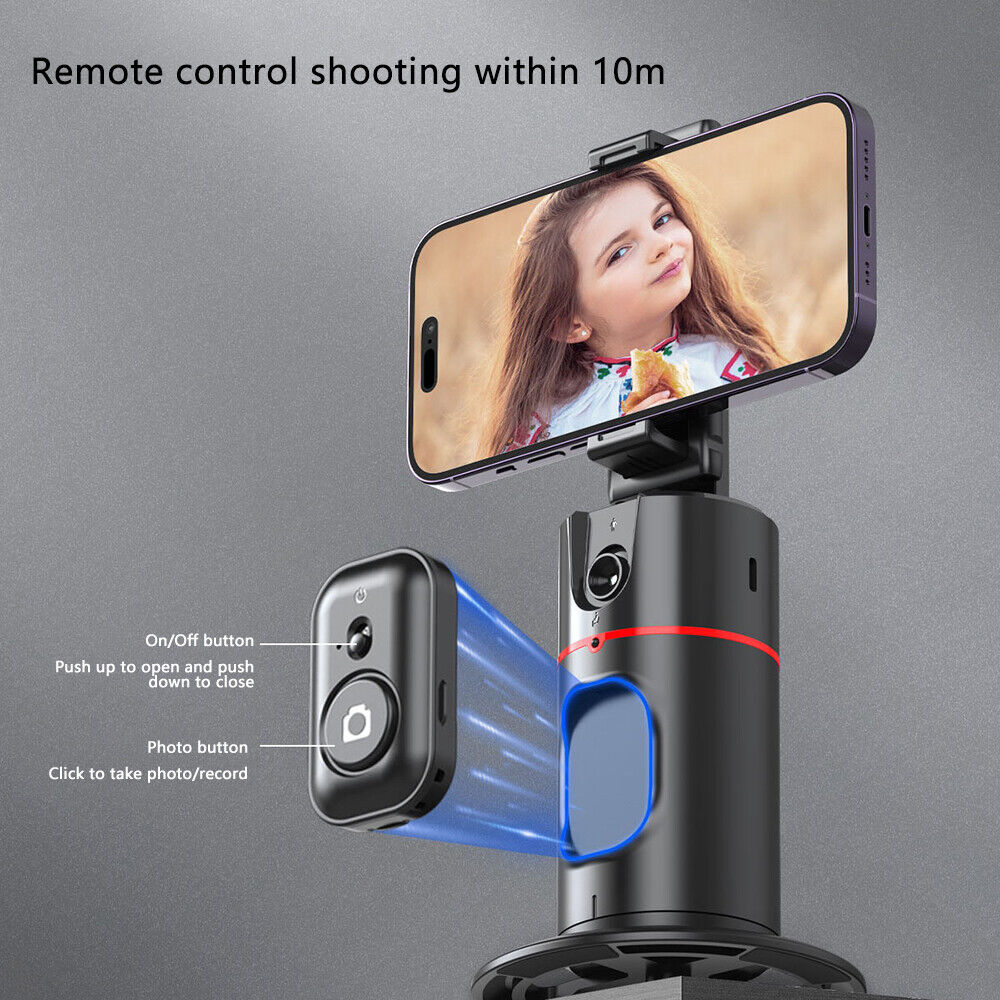 Auto Face Tracking Tripod with Remote – 360° Rotation Phone Holder